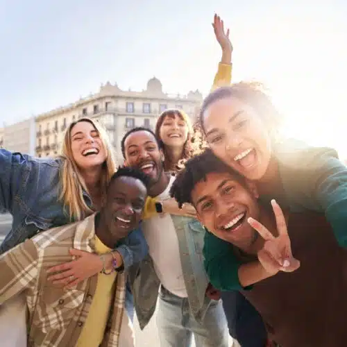 group of student in travel time